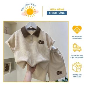 Bộ cộc tay Polo chữ ON cho bé trai